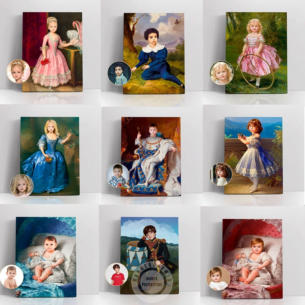 Personalized Custom Royal Prince And Princess Portrait Poster Canvas Painting Vintage Print Boy Girl Kid Room Home Decor Gift
Personalized Custom Royal Prince And Princess Portrait Poster Canvas Painting Vintage Print Boy Girl Kid Room Home Decor Gift