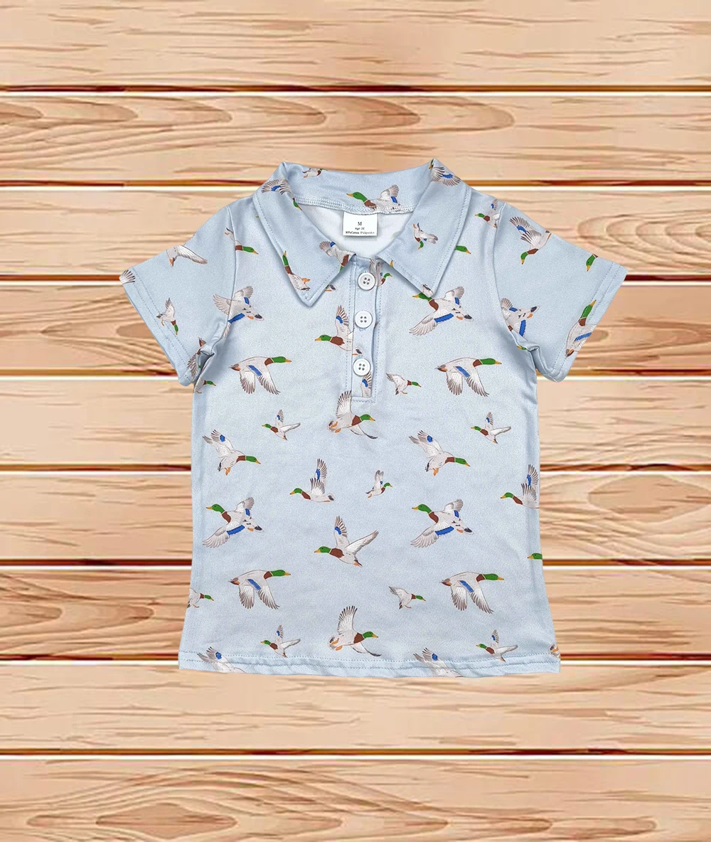 4.18 Wholesale hot sale western boutique kid children Baby Boys Blue Short Sleeves Button Ducks Polo Shirts Tops
4.18 Wholesale hot sale western boutique kid children Baby Boys Blue Short Sleeves Button Ducks Polo Shirts Tops