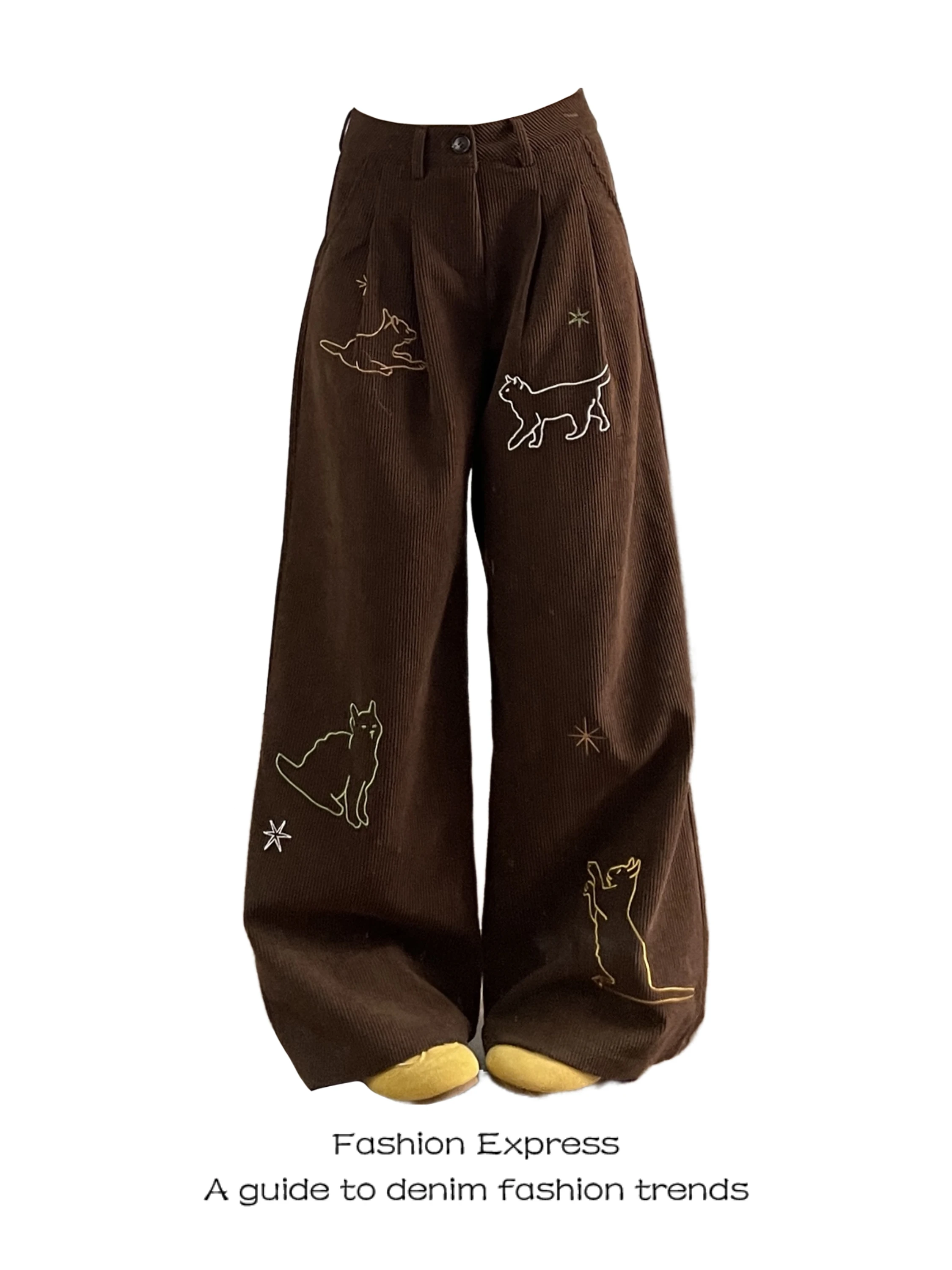 High Waist Corduroy Casual Pants Women's Autumn Winter New Design Cute Embroidery Brown Wide Leg Trendy Jeans Casual Style
High Waist Corduroy Casual Pants Women's Autumn Winter New Design Cute Embroidery Brown Wide Leg Trendy Jeans Casual Style