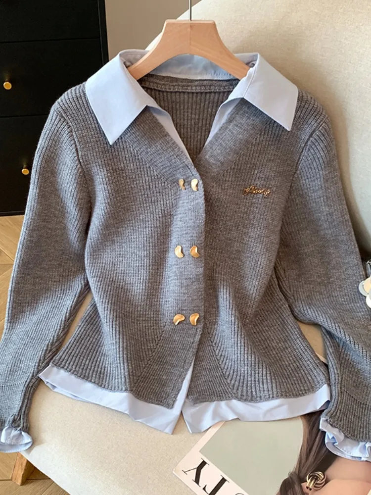 Women's Ne Knitted Sweater Coat Splicing Design Autumn New Sle Commute Korean Version Slim Fit V-ne Button Detail
Women's Ne Knitted Sweater Coat Splicing Design Autumn New Sle Commute Korean Version Slim Fit V-ne Button Detail