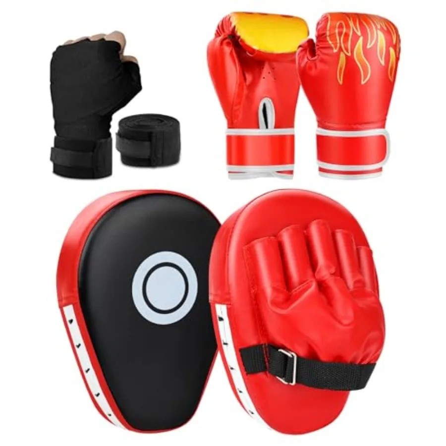 3-in-1 Boxing Gloves and Punching Mitts Set for Youth, Boxing Gloves Curved Punching Pads with Hand Wraps, Focus Mitts Boxing E
3-in-1 Boxing Gloves and Punching Mitts Set for Youth, Boxing Gloves Curved Punching Pads with Hand Wraps, Focus Mitts Boxing E