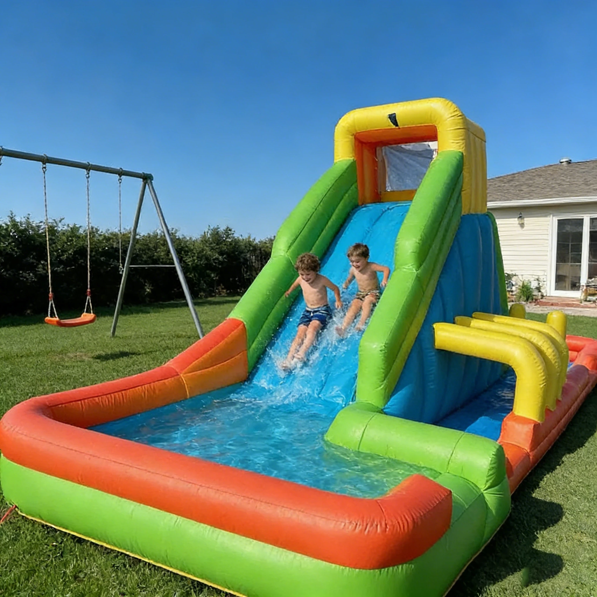 Outdoor Kids Inflatable Water Slide Jumping Castle Combo Inflatable Bounce House Water Park Backyard Party Entertainment
Outdoor Kids Inflatable Water Slide Jumping Castle Combo Inflatable Bounce House Water Park Backyard Party Entertainment