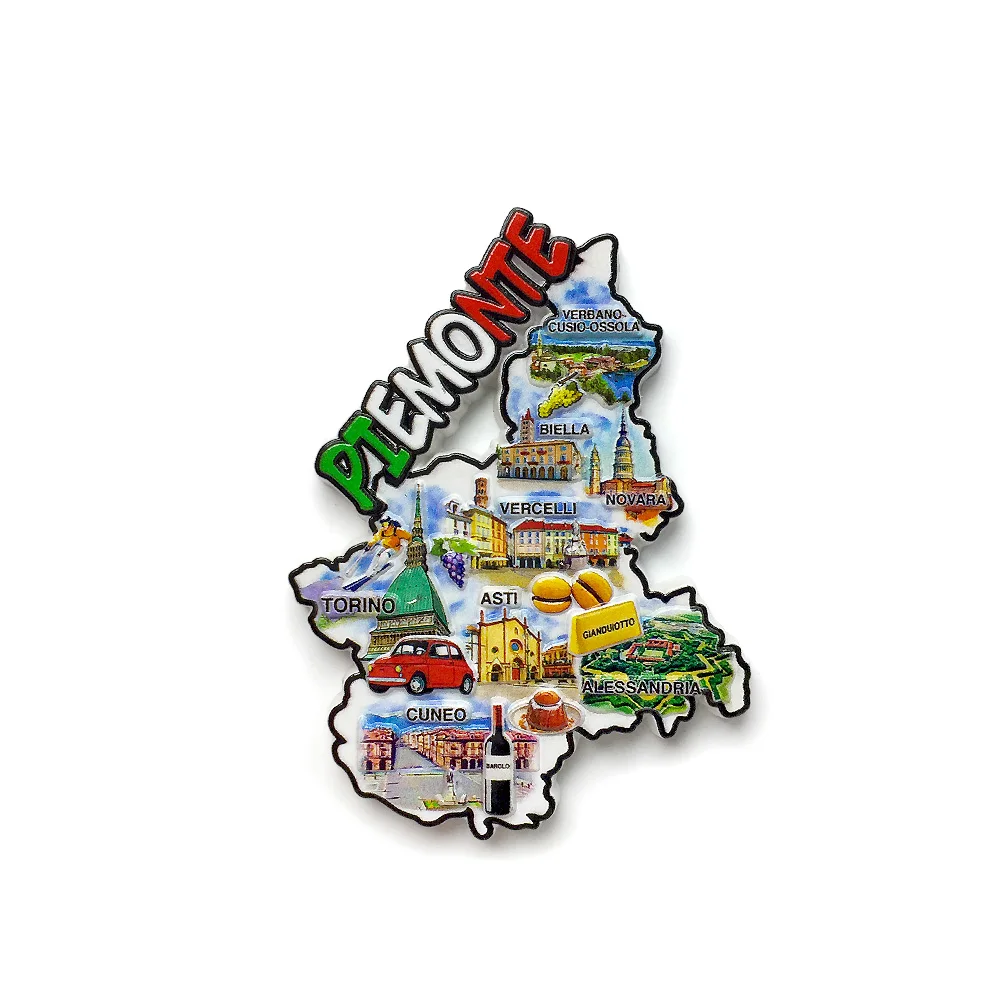 Italian Piedmont refrigerator magnet - made of resin, with magnetic design, as a souvenir of tourist attractions
Italian Piedmont refrigerator magnet - made of resin, with magnetic design, as a souvenir of tourist attractions