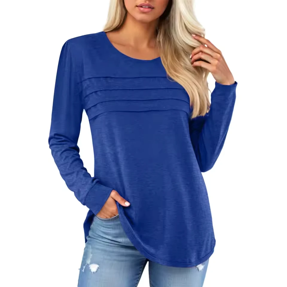 Womens Sweatshirt Crewneck Long Sleeve Shirts Pleated Loose Fit Front Tops Autumn Winter Fashion Femme Crop Tops
Womens Sweatshirt Crewneck Long Sleeve Shirts Pleated Loose Fit Front Tops Autumn Winter Fashion Femme Crop Tops