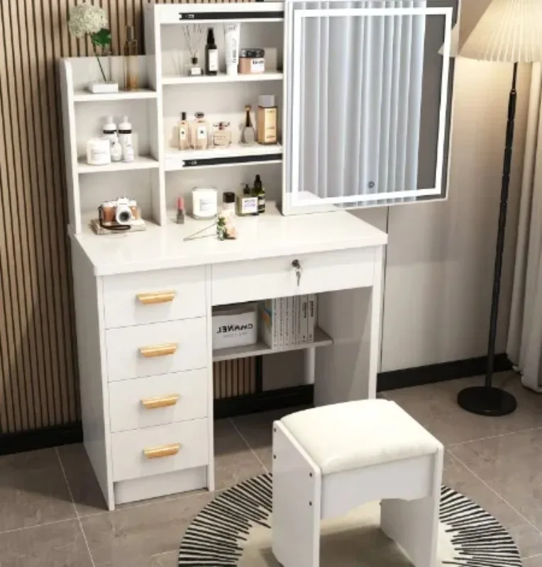 Sliding Vanity Mirror, Makeup Vanity Desk with Charging Station, Vanities Dressing Table with Stool with Light
Sliding Vanity Mirror, Makeup Vanity Desk with Charging Station, Vanities Dressing Table with Stool with Light