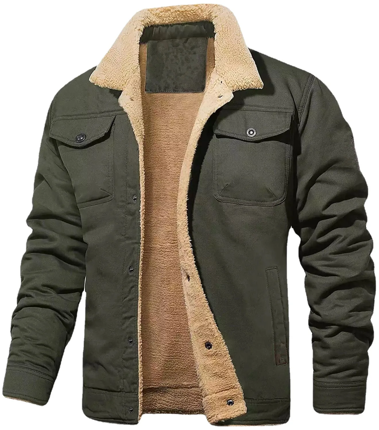 Design Men's Winter Warm Fleece Jacket New Brand Thick Jackets Thermal Cotton Lined Men's Coat Cowboy Lapel Work Cargo Jackets
Design Men's Winter Warm Fleece Jacket New Brand Thick Jackets Thermal Cotton Lined Men's Coat Cowboy Lapel Work Cargo Jackets