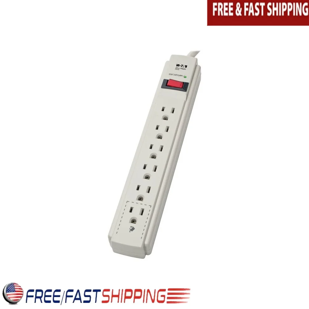 6 Outlet Surge Protector Power Strip 4ft Cord 790 Joules Circuit Breaker LED Indicator Wall Mountable Power Control
6 Outlet Surge Protector Power Strip 4ft Cord 790 Joules Circuit Breaker LED Indicator Wall Mountable Power Control