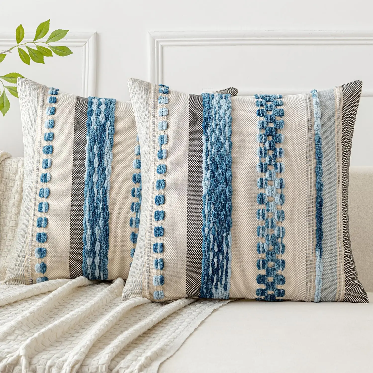 Blue Boho Throw Pillow Covers Set Of 2 18X18 H Decorative Cushion Cases Multicolor Striped Chenille Pillow Covers Accent
Blue Boho Throw Pillow Covers Set Of 2 18X18 H Decorative Cushion Cases Multicolor Striped Chenille Pillow Covers Accent