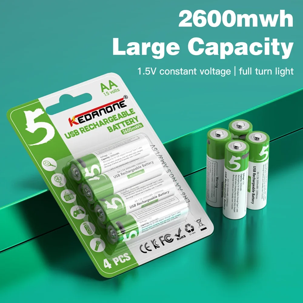 New AA 1.5V USB Rechargeable Batteries,For Watch Toy MP3 Player Thermometer Keyboard Replacement 1.5V Lithium Battery
New AA 1.5V USB Rechargeable Batteries,For Watch Toy MP3 Player Thermometer Keyboard Replacement 1.5V Lithium Battery