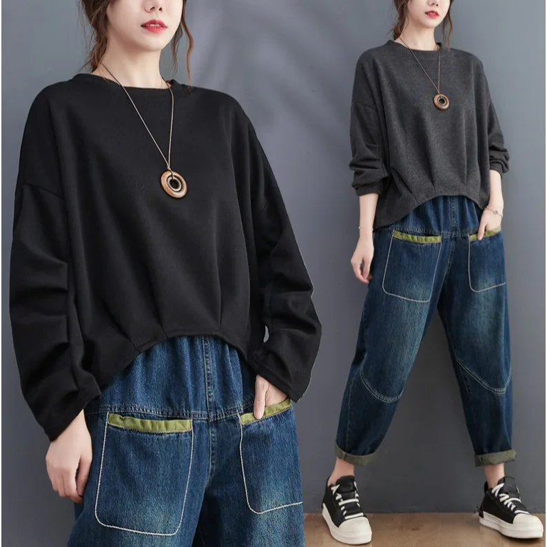 Women's Loose Fit Hoodie Autumn Winter Casual Style T-Shirt Asymmetrical Hemline Pleated round Neck Long Sleeve Color
Women's Loose Fit Hoodie Autumn Winter Casual Style T-Shirt Asymmetrical Hemline Pleated round Neck Long Sleeve Color
