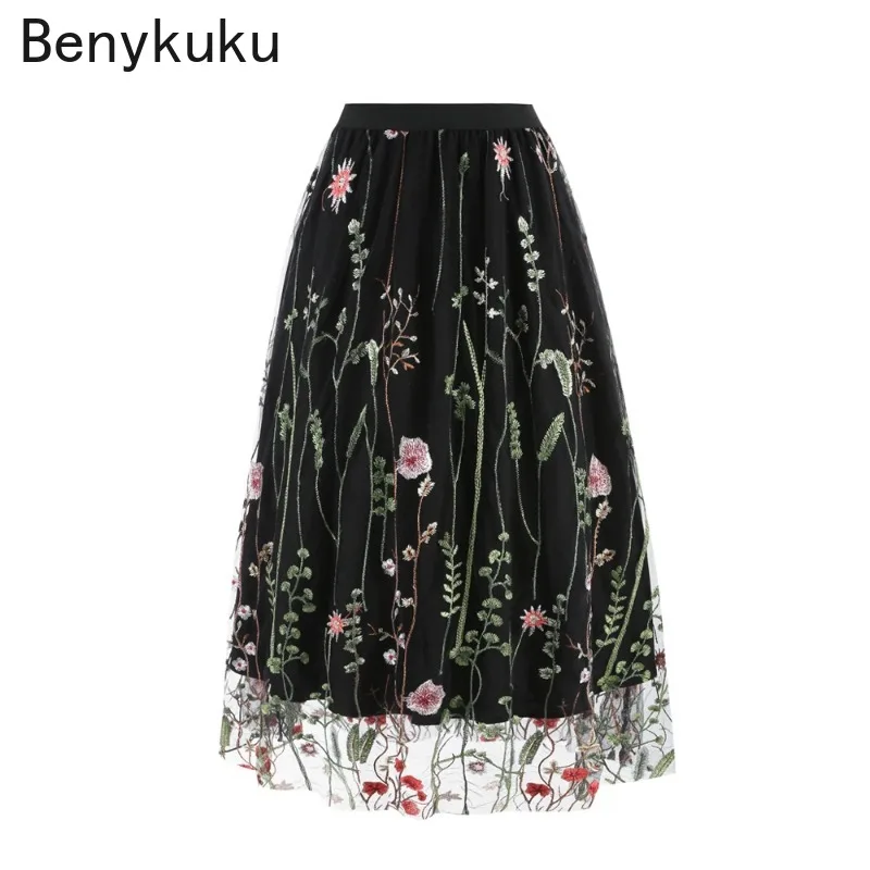 Floral Embroidery Mesh Overlay Lined Long Black Skirt 2024 Elastic Waist Women Elegant Holiday Outfit Summer 50S Vintage Skirts
Floral Embroidery Mesh Overlay Lined Long Black Skirt 2024 Elastic Waist Women Elegant Holiday Outfit Summer 50S Vintage Skirts