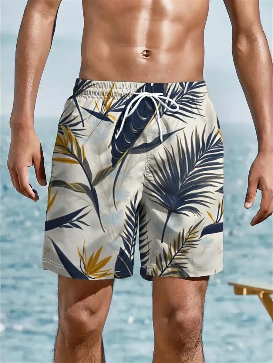 Mens Quick-Dry Tropical Print Swim Trunks Featuring Palm & Bird Of Paradise, With Drawstring Waist And Side Pockets
Mens Quick-Dry Tropical Print Swim Trunks Featuring Palm & Bird Of Paradise, With Drawstring Waist And Side Pockets