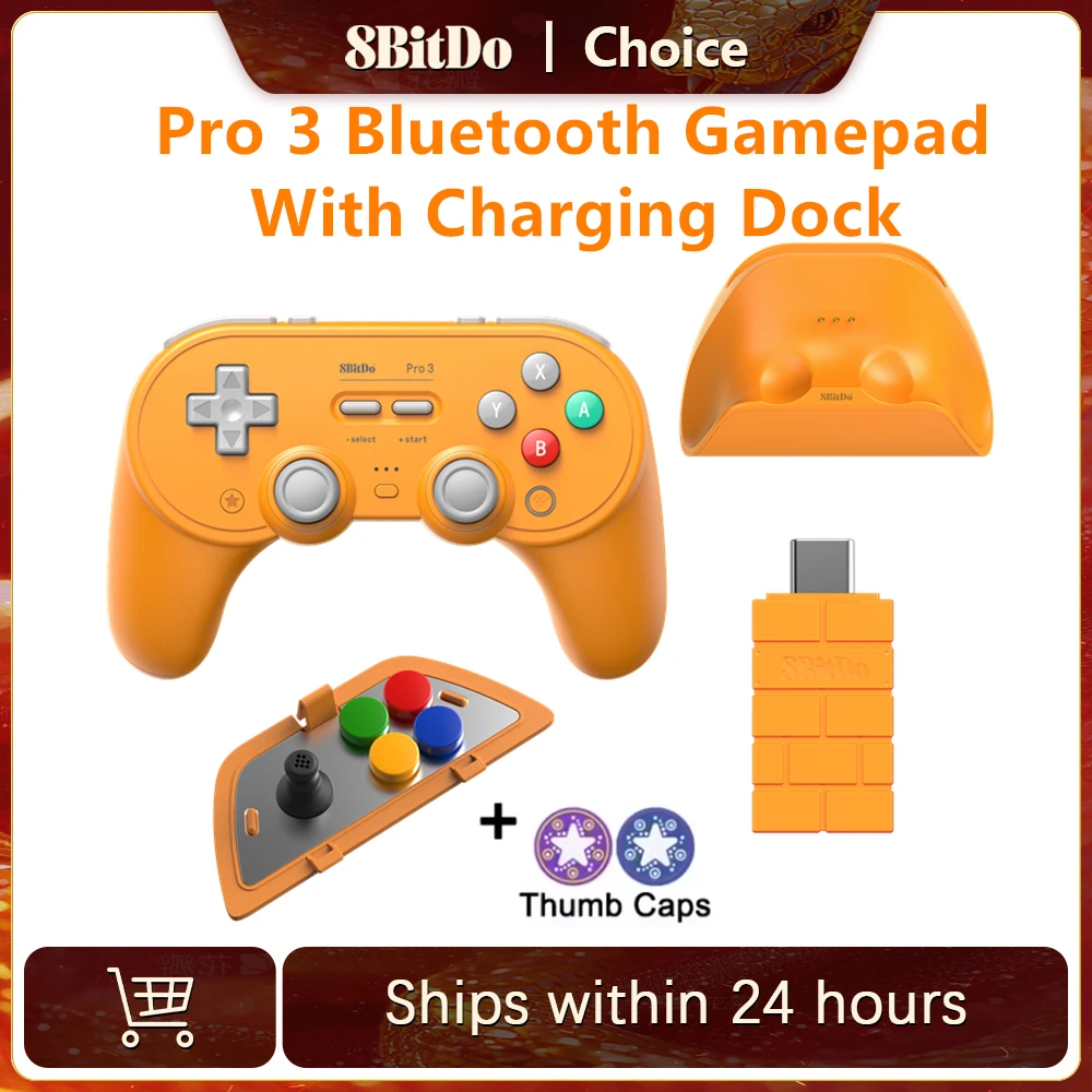 Контроллер 8BitDo с зарядной док-станцией Pro 3, Bluetooth-геймпад, адаптер 2.4G для Switch/Windows 10/Android/SteamOS/Apple iOS
Контроллер 8BitDo с зарядной док-станцией Pro 3, Bluetooth-геймпад, адаптер 2.4G для Switch/Windows 10/Android/SteamOS/Apple iOS