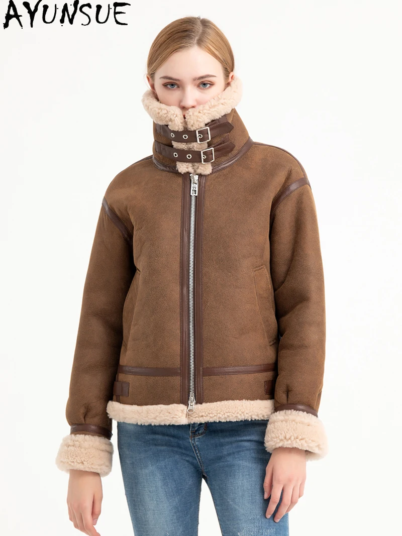AYUNSUE Real Leather Jacket Women Winter Motocycle Coat 2025 Natural Sheepskin Fur Coat Womens Clothing Lamb Wool Пальто Женское
AYUNSUE Real Leather Jacket Women Winter Motocycle Coat 2025 Natural Sheepskin Fur Coat Womens Clothing Lamb Wool Пальто Женское