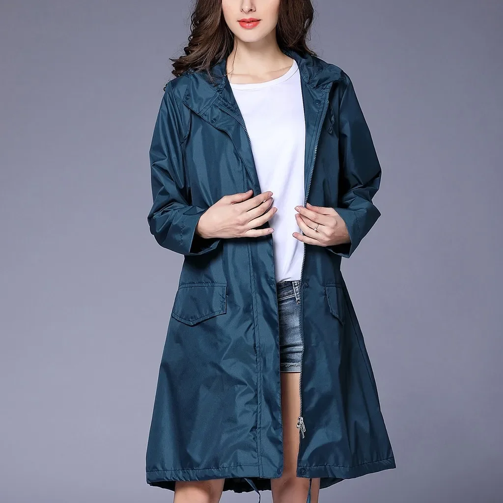 Solid Color Women's Rain Jacket Outdoor Waterproof Coat Outwear Big Size Hooded Raincoat Jackets
Solid Color Women's Rain Jacket Outdoor Waterproof Coat Outwear Big Size Hooded Raincoat Jackets