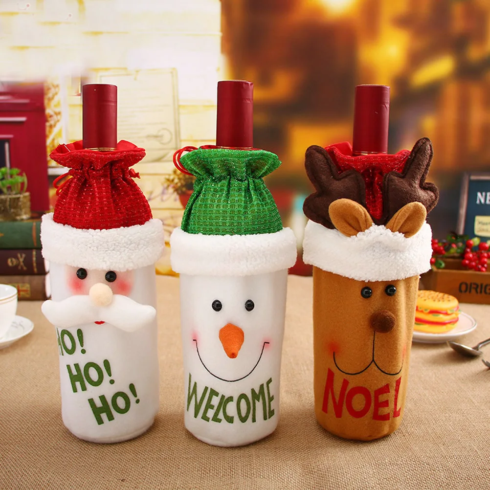 3 Pcs Bottle Bag Red Wine Cover Decor Santa Claus Drawsring Christmas Decoration
3 Pcs Bottle Bag Red Wine Cover Decor Santa Claus Drawsring Christmas Decoration