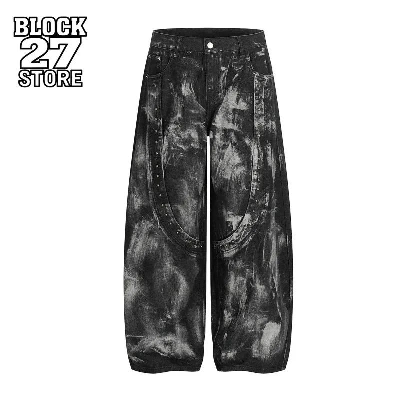 Mens Jeans Harajuku American High Street RO Style Washed Dirty Dye Denim Pants Rivet Wide Leg Loose Fit Vintage Streetwear Trend
Mens Jeans Harajuku American High Street RO Style Washed Dirty Dye Denim Pants Rivet Wide Leg Loose Fit Vintage Streetwear Trend