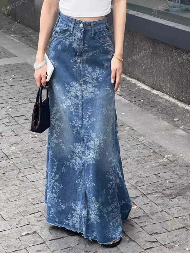 French Retro Style Jacquard Denim Skirt for Women's Summer High Waisted A-line Long Skirt Fashion Female Clothes
French Retro Style Jacquard Denim Skirt for Women's Summer High Waisted A-line Long Skirt Fashion Female Clothes