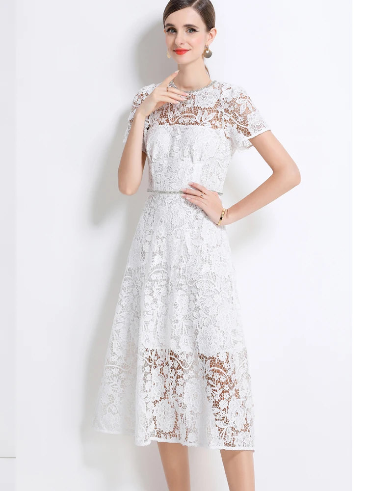 High Quality Mesh Embroidered Round Neck Short Sleeved Dress 2025 New Fashionable Women'S Clothing
High Quality Mesh Embroidered Round Neck Short Sleeved Dress 2025 New Fashionable Women'S Clothing