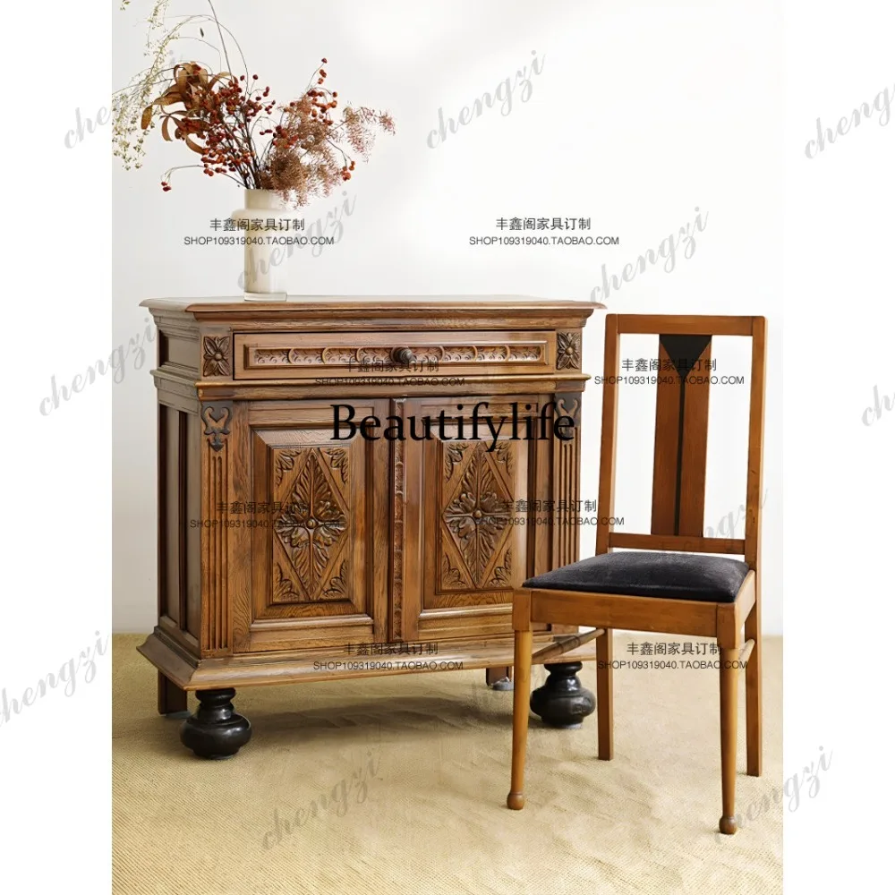American retro solid wood carving flower entrance cabinet medieval side cabinet locker
American retro solid wood carving flower entrance cabinet medieval side cabinet locker
