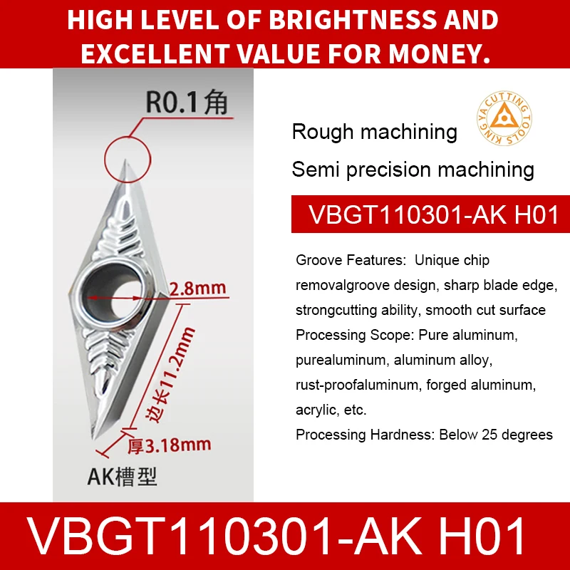VBGT11 VBGT16 Aluminum blade cutting tools CNC Carbide Inserts
VBGT11 VBGT16 Aluminum blade cutting tools CNC Carbide Inserts