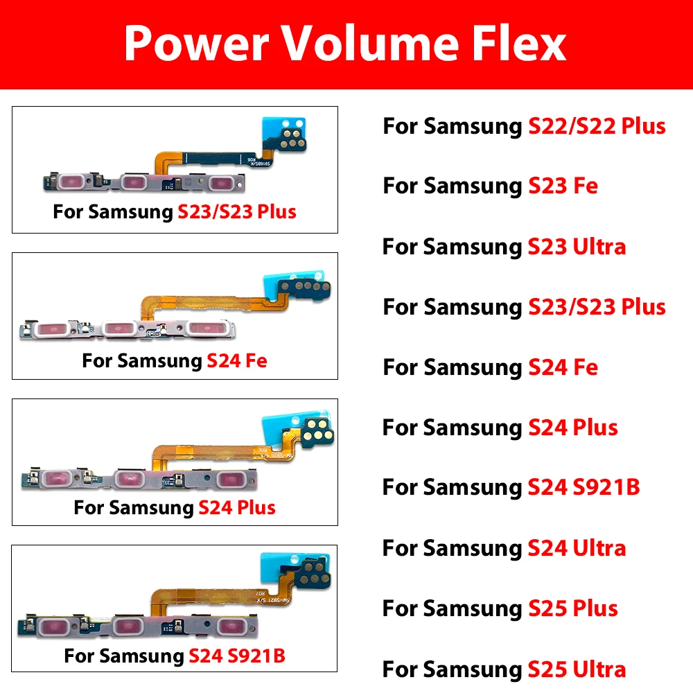 10Pcs, Power Flex Cable For Samsung S25 S24 S23 Plus Ultra S24 Fe S22 Plus S22 Ultra Volume Power Switch On Off Button Key Flex
10Pcs, Power Flex Cable For Samsung S25 S24 S23 Plus Ultra S24 Fe S22 Plus S22 Ultra Volume Power Switch On Off Button Key Flex