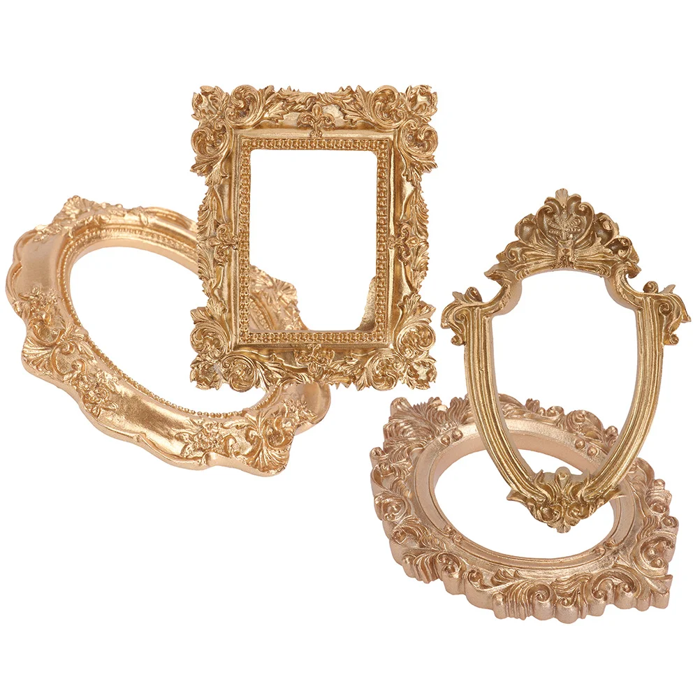 4 Pcs Decorative Ornaments Small Photo Frame Vintage Golden Frames Jewelry Family Picture Resin
4 Pcs Decorative Ornaments Small Photo Frame Vintage Golden Frames Jewelry Family Picture Resin