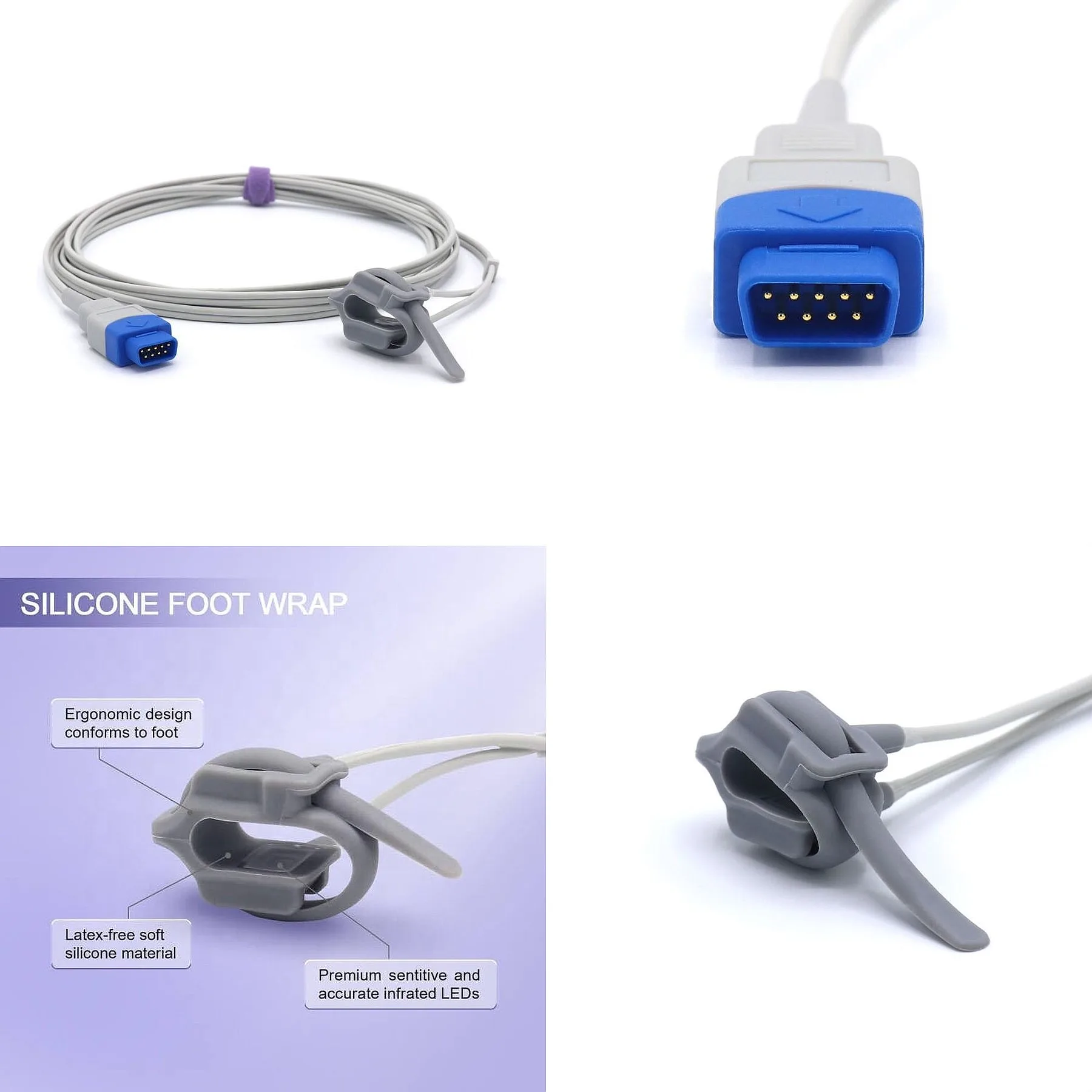 9-needle pulse oximeter probe (reusable newborn envelope SpO2 sensor)
9-needle pulse oximeter probe (reusable newborn envelope SpO2 sensor)