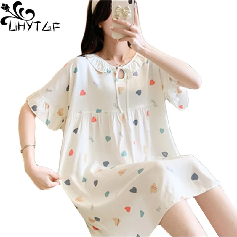 UHYTGF Women's Pajamas Printed Cotton Silk Thin Home Clothes Summer Nightdress Female Dress Short Sleeve Sleepwear Ladies 2493
UHYTGF Women's Pajamas Printed Cotton Silk Thin Home Clothes Summer Nightdress Female Dress Short Sleeve Sleepwear Ladies 2493
