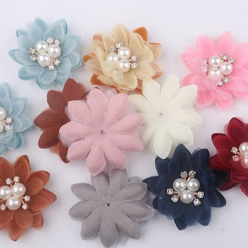 10PCS/Lot 5CM Pearl Center Chiffon Flowers Hair Accessories DIY Flower Wedding Girls Dress Clothing Decorations 
10PCS/Lot 5CM Pearl Center Chiffon Flowers Hair Accessories DIY Flower Wedding Girls Dress Clothing Decorations