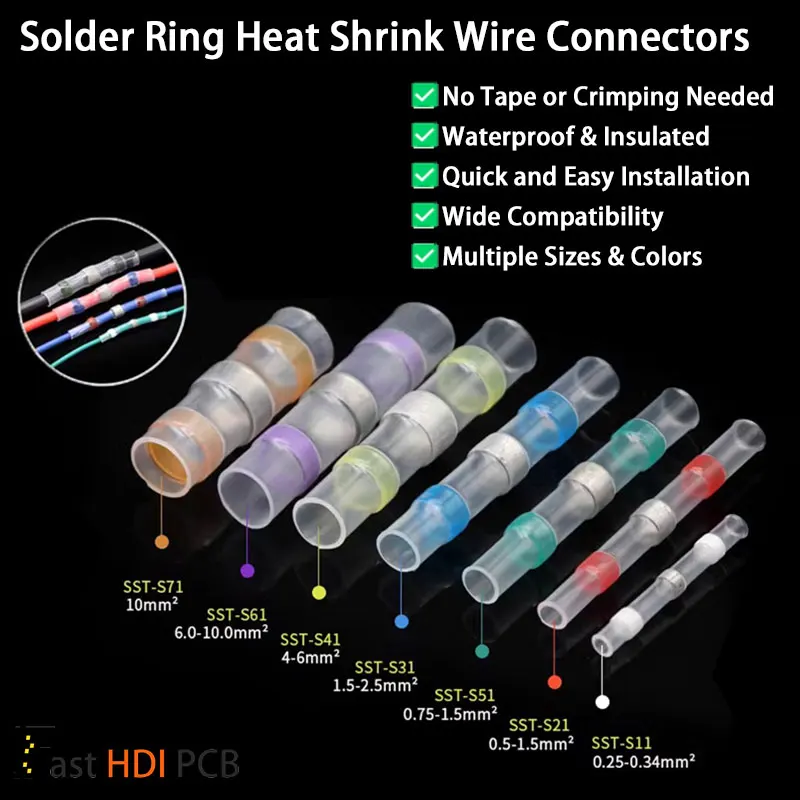 Waterproof Solder Ring Heat Shrink Wire Connectors – No Crimp Tools Needed, Insulated Electrical Terminals for Quick Splice
Waterproof Solder Ring Heat Shrink Wire Connectors – No Crimp Tools Needed, Insulated Electrical Terminals for Quick Splice