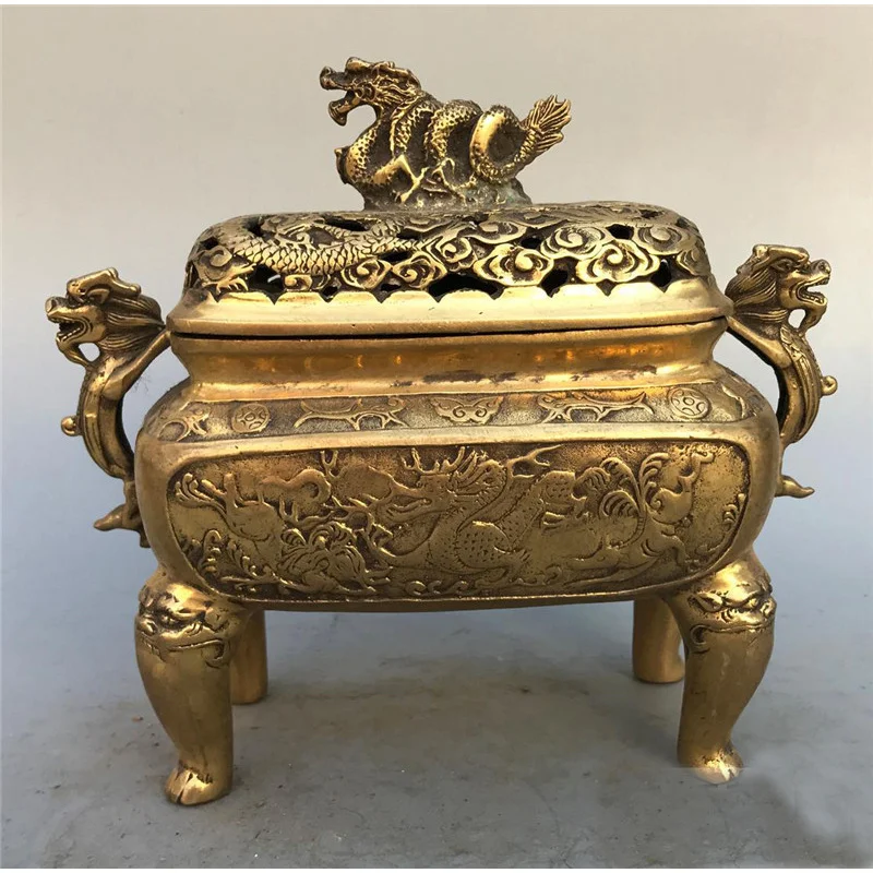 with cover, brass dragon , burner for incense coils, Buddhist craft ornament
with cover, brass dragon , burner for incense coils, Buddhist craft ornament