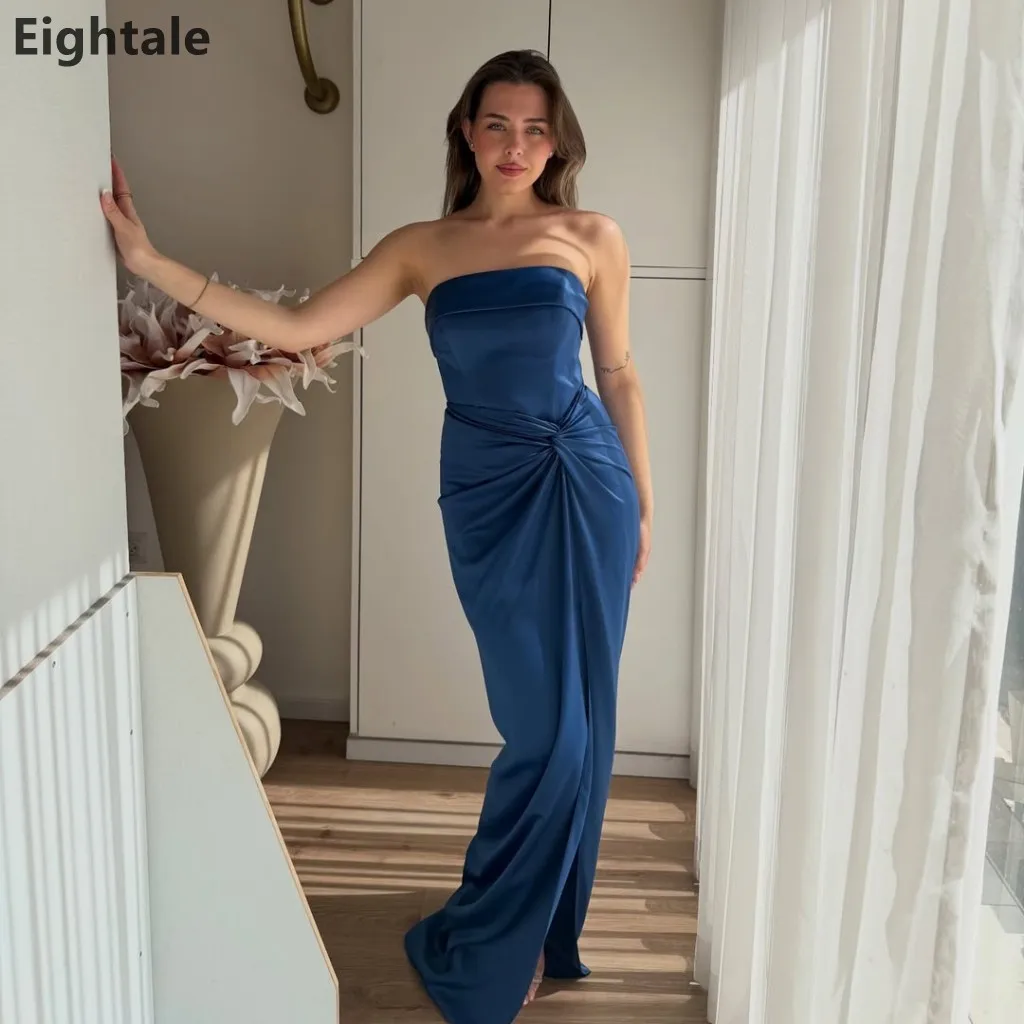 Eightale 2026 Royal Blue Strapless Evening Dress Satin Twist Knot Prom Dress Arabic Saudi Formal Party Gown Customized
Eightale 2026 Royal Blue Strapless Evening Dress Satin Twist Knot Prom Dress Arabic Saudi Formal Party Gown Customized