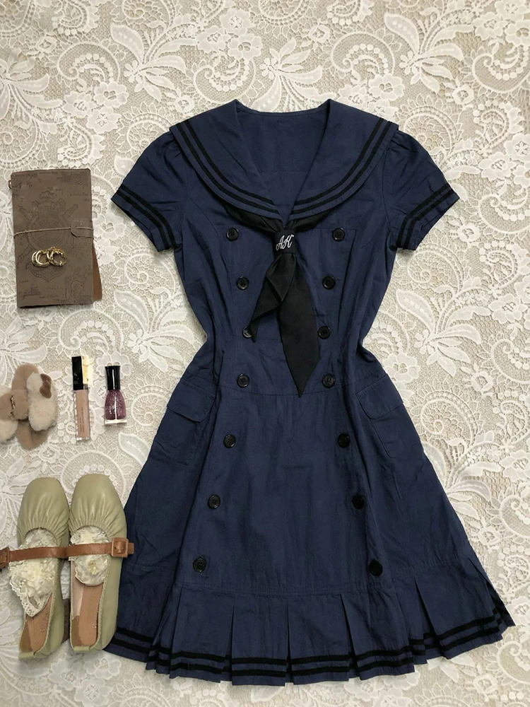 Original Navy Blue Short Sleeve Dress Youthful Style Slimming A-Line Summer Dress for Women Cotton Blend Comfortable Fit
Original Navy Blue Short Sleeve Dress Youthful Style Slimming A-Line Summer Dress for Women Cotton Blend Comfortable Fit