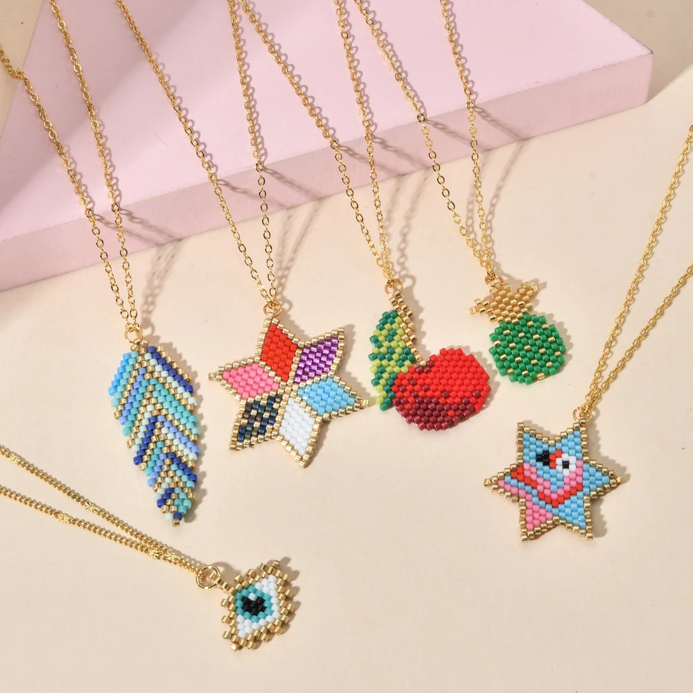 ZMZY New Arrival Apple Feather Pineapple MIYUKI Beads Pendent Necklace For Women Stainless Steel Chain Jewelry Cute Necklace
ZMZY New Arrival Apple Feather Pineapple MIYUKI Beads Pendent Necklace For Women Stainless Steel Chain Jewelry Cute Necklace