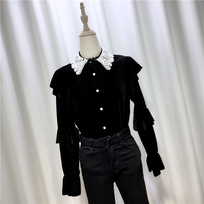 Lace Velvet Patchwork Shirts for Women, Slim Tops, Elegant Office Lady Outwear, New Design, Spring, 2021
Lace Velvet Patchwork Shirts for Women, Slim Tops, Elegant Office Lady Outwear, New Design, Spring, 2021