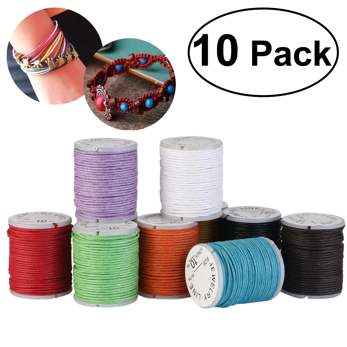 10 Rolls Waxed Cotton Cord 10M Random Color DIY Bracelets Necklaces Waxed Cotton String Sewing Wax Rope Jewelry Making 
10 Rolls Waxed Cotton Cord 10M Random Color DIY Bracelets Necklaces Waxed Cotton String Sewing Wax Rope Jewelry Making
