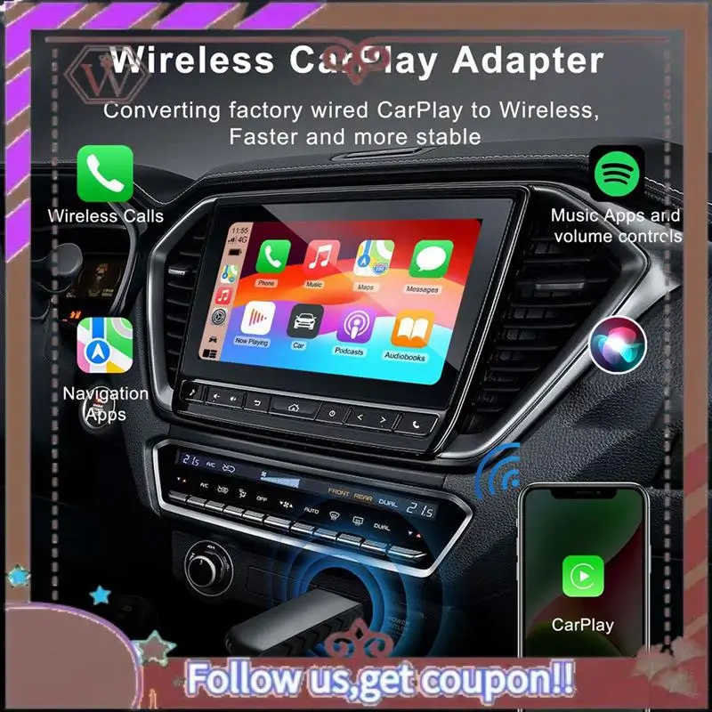 ABBG-Беспроводной адаптер Carplay для Iphone Автомобильный адаптер USB Plug & Play 5 ГГц Преобразование проводной в Carplay Wireless Box для Small
ABBG-Беспроводной адаптер Carplay для Iphone Автомобильный адаптер USB Plug & Play 5 ГГц Преобразование проводной в Carplay Wireless Box для Small