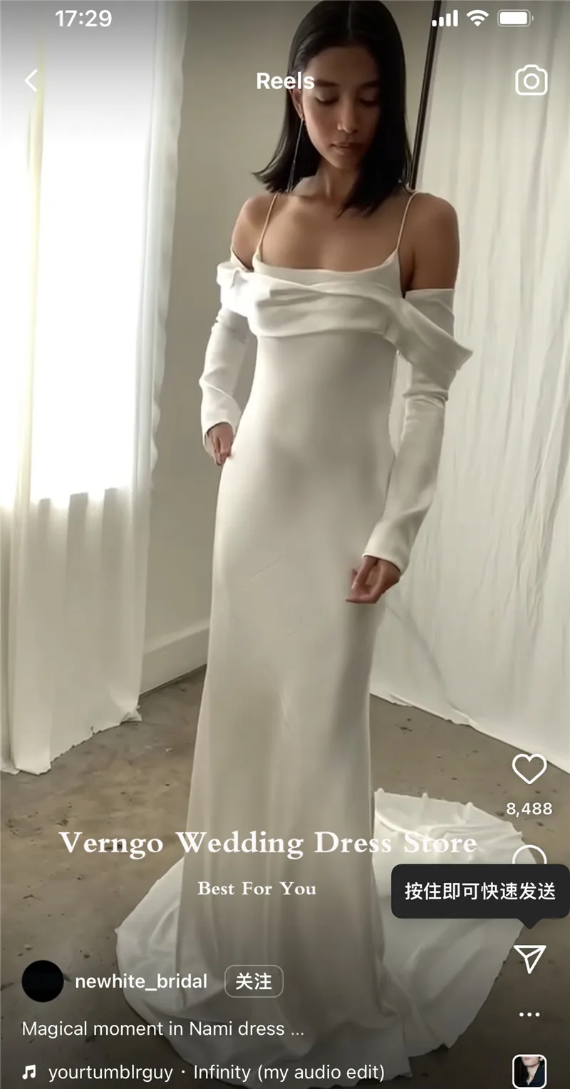 Verngo Sexy Backless Mermaid Wedding Dresses Women Best Silk Satin Spaghetti Straps Long Sleeves Women Formal Bridal Gowns
Verngo Sexy Backless Mermaid Wedding Dresses Women Best Silk Satin Spaghetti Straps Long Sleeves Women Formal Bridal Gowns