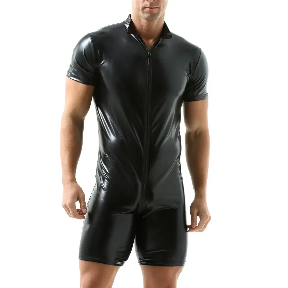 Sexy Faux Leather Lingerie Bodysuit for Men PU Leather Front Zipper Boxer Leotards Jumpsutis Nightclub Wear Performance Costumes
Sexy Faux Leather Lingerie Bodysuit for Men PU Leather Front Zipper Boxer Leotards Jumpsutis Nightclub Wear Performance Costumes