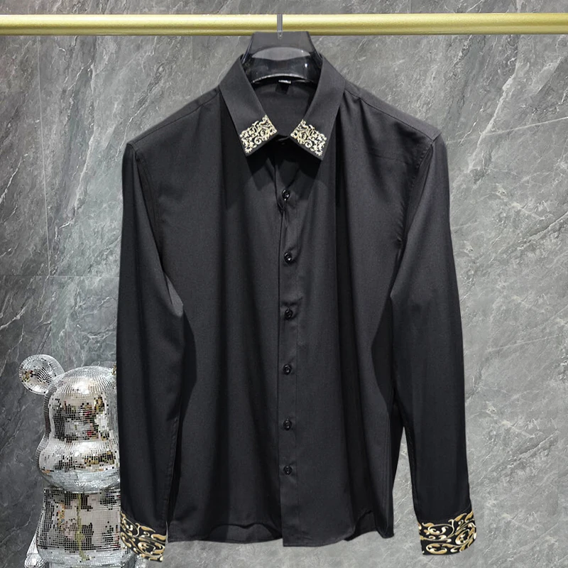 European Men Slim Dress Shirt Spring Long Sleeve Shirt For Men Embroidered Shirt Social Business Formal Shirt Camisa Masculina
European Men Slim Dress Shirt Spring Long Sleeve Shirt For Men Embroidered Shirt Social Business Formal Shirt Camisa Masculina