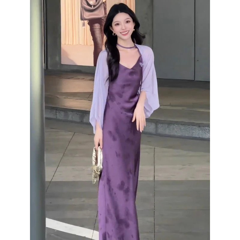 Elegant Purple Open Cardigan And Strap Dress Set 2025 Summer Fashion High Quality Women's Suit V Neck Long Sleeve Other 100%
Elegant Purple Open Cardigan And Strap Dress Set 2025 Summer Fashion High Quality Women's Suit V Neck Long Sleeve Other 100%