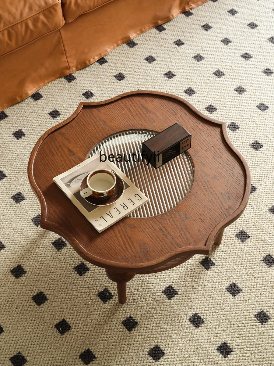 zqqFrench Small Coffee Table round Solid Wood American Style Retro Creative Changhong Glass Mid-Ancient Living Room Home Petal
zqqFrench Small Coffee Table round Solid Wood American Style Retro Creative Changhong Glass Mid-Ancient Living Room Home Petal