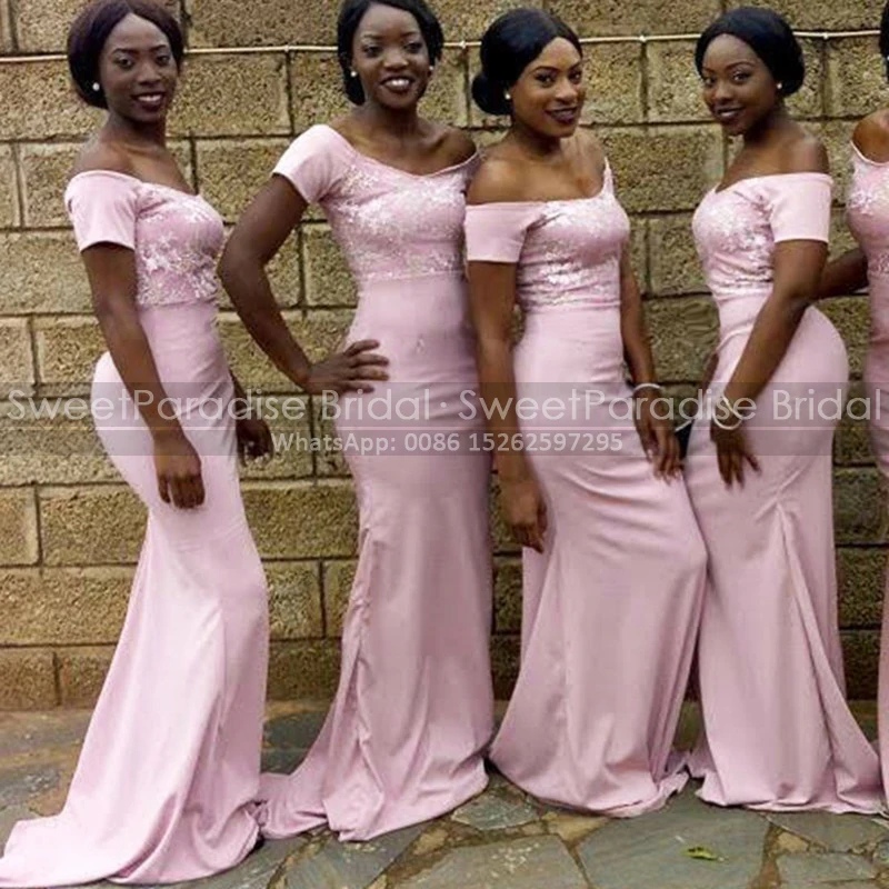 Mermaid Floral Appliques Bridesmaid Dresses With Short Sleeves Off Shoulder Customized Long Sheath Party Dress Maid Of Honor
Mermaid Floral Appliques Bridesmaid Dresses With Short Sleeves Off Shoulder Customized Long Sheath Party Dress Maid Of Honor