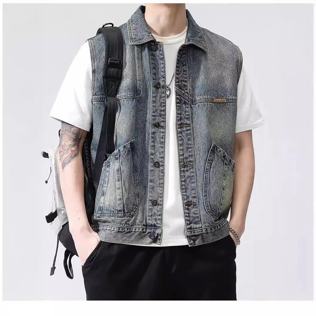 Spring Autumn Fashion Men's Jeans Vest American Vintage Single Breasted Loose Casual Trendy Outdoor Sleeveless Denim Waistcoat
Spring Autumn Fashion Men's Jeans Vest American Vintage Single Breasted Loose Casual Trendy Outdoor Sleeveless Denim Waistcoat