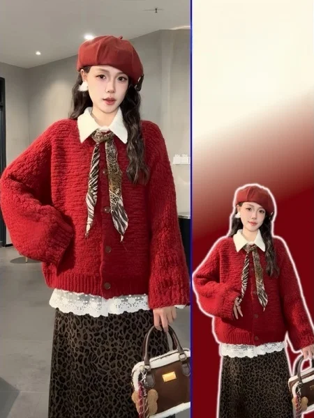 Красный вязаный кардиган большого размера в корейском стиле, на одной пуговице, для весны и осени, женский, модный, стройнящий, свободного кроя
Красный вязаный кардиган большого размера в корейском стиле, на одной пуговице, для весны и осени, женский, модный, стройнящий, свободного кроя