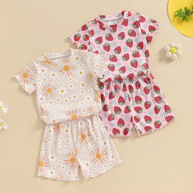 Kids Baby Girl Summer Outfits Sun/Strawberry Print Short Sleeve Tops + Shorts Set Infant 2Pcs Clothes
Kids Baby Girl Summer Outfits Sun/Strawberry Print Short Sleeve Tops + Shorts Set Infant 2Pcs Clothes
