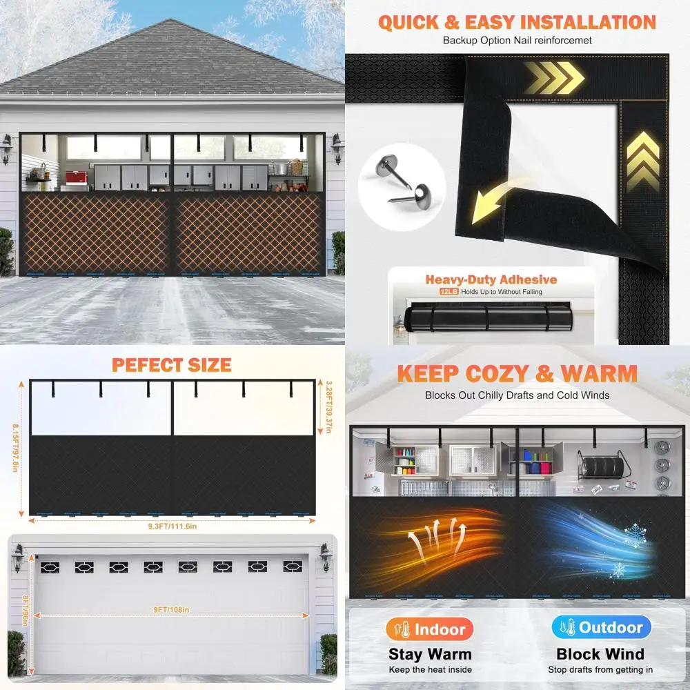 9x8FT Insulated Magnetic Door Curtain for 1-Car Garage, Winter Thermal Blanket with Clear Panel
9x8FT Insulated Magnetic Door Curtain for 1-Car Garage, Winter Thermal Blanket with Clear Panel