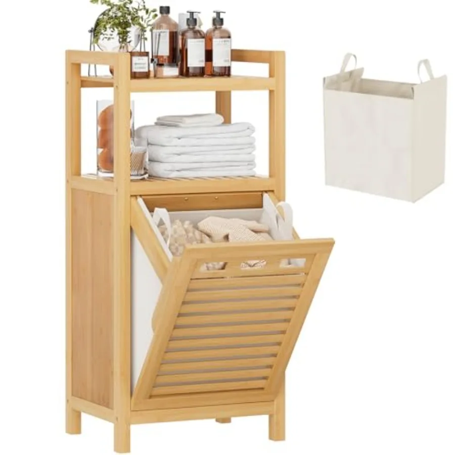Tilt Out Laundry Hamper 10 Gal Natural Bamboo Storage Cabinet with Removable Basket Hidden Dirty Clothes Organizer with Shelf f
Tilt Out Laundry Hamper 10 Gal Natural Bamboo Storage Cabinet with Removable Basket Hidden Dirty Clothes Organizer with Shelf f
