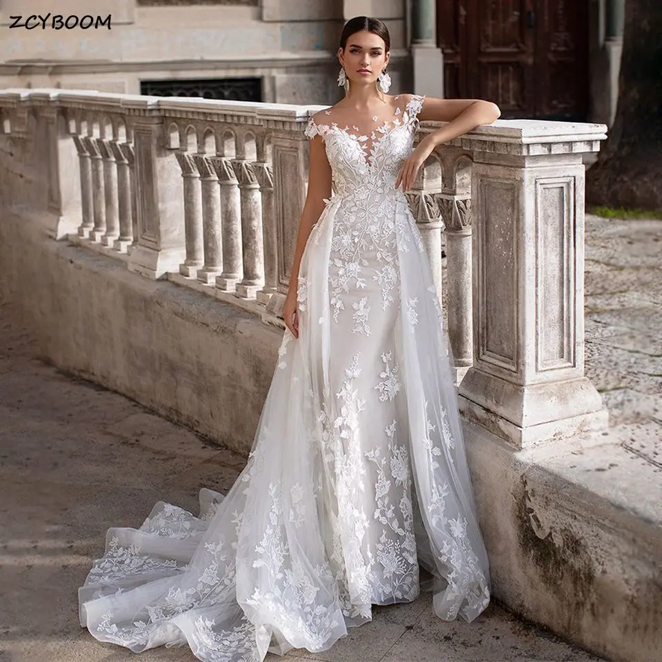 Elegant Champagne 2 In 1 Detachable Train Mermaid Wedding Dress 2022 Lace Appliques Short Sleeves Bridal Gowns Vestidos De Novia
Elegant Champagne 2 In 1 Detachable Train Mermaid Wedding Dress 2022 Lace Appliques Short Sleeves Bridal Gowns Vestidos De Novia